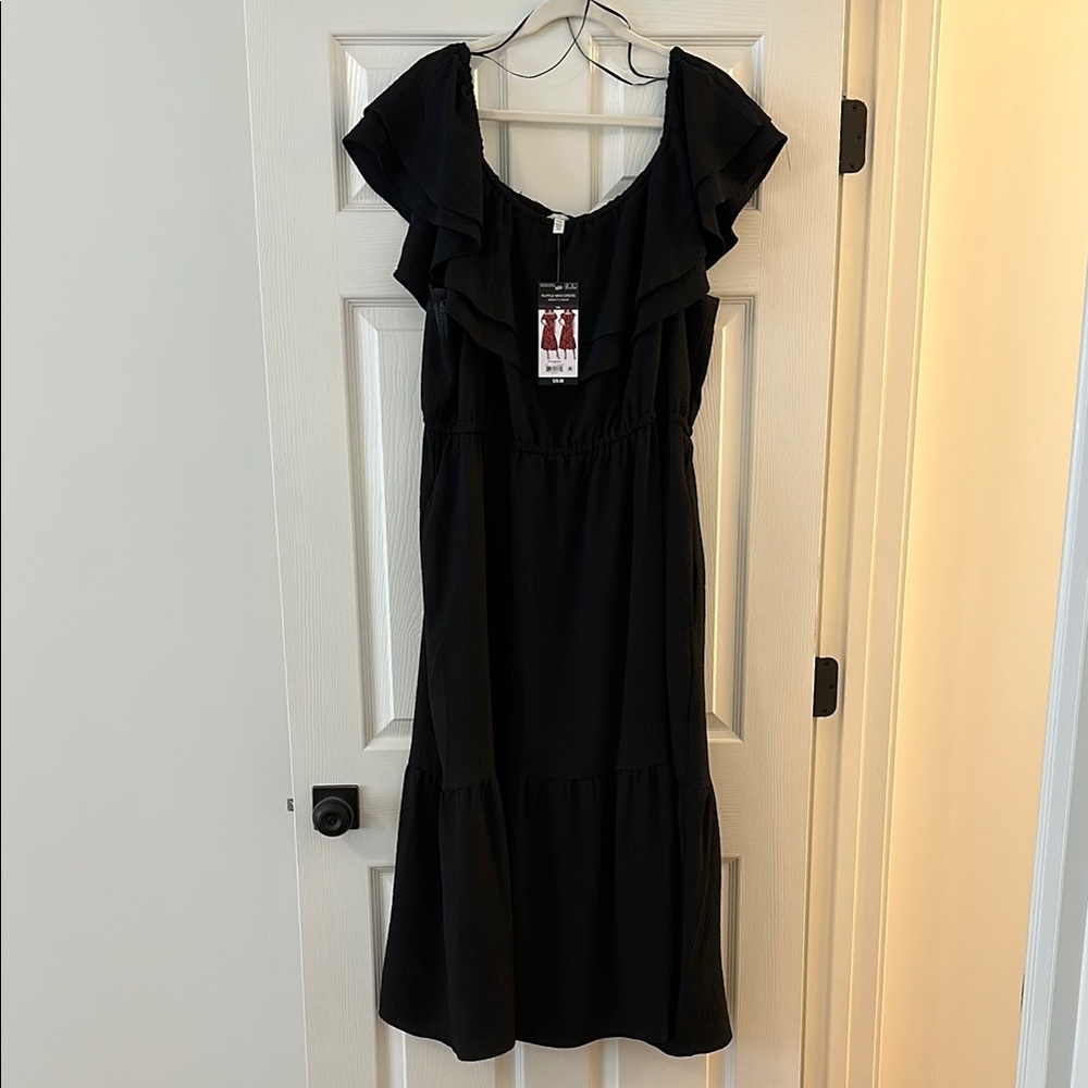 Black Ruffle Maxi Dress